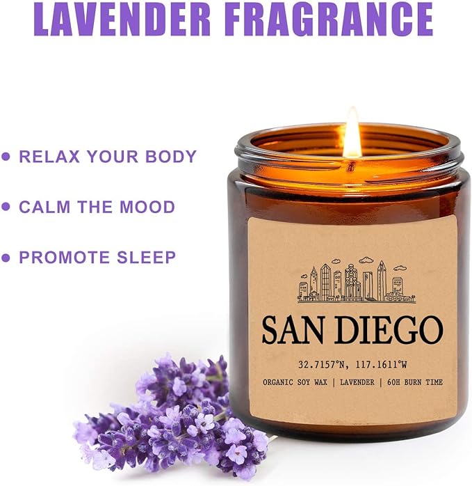 San Diego I California Scented Candle - Organic Soy Wax - Gift for Her - Gift for Him - New Home Gifts - Birthday Gift for Friend - National Park Gifts - State Candles