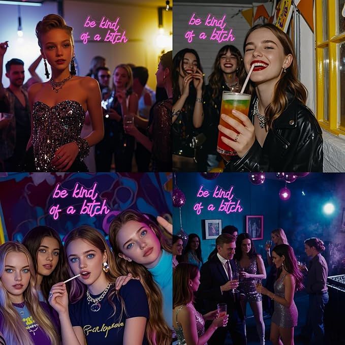 Be Kind Of A B Neon Sign Pink Led Signs for Girls Bedroom Wall Decor Funny Neon Light Sign For Bacelorette Party Club Bar Wedding Preppy Room Decoration Hilarious Women Gifts