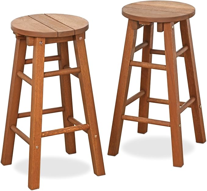 Furinno FG17629 Tioman Outdoor Hardwood Patio Furniture Promo Arch Bar Stool (Set of 2), Natural