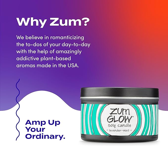 Indigo Wild Zum Glow Lavender Mint Candle - Soy Wax Candle with Lead-Free Wick - Relaxing Candles Scented with Essential Oils - Long-Lasting Scented Candles - 30-Hour Burn Time - 7 oz (3 Pack)