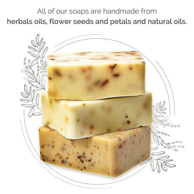All Natural Set of Soap Bars, Rose, Lavender, Olive Oil with Wooden Soap Dish, Assortment of Natural Hand-Made Soaps, Made in Europe