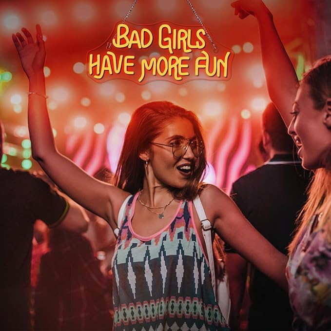 NOSUN Bad Girls Have More Fun Neon Sign for Wall Decor - Red LED Light Up Sign With USB for Bar, Party, Club, Bedroom - Girls Neon Decorations