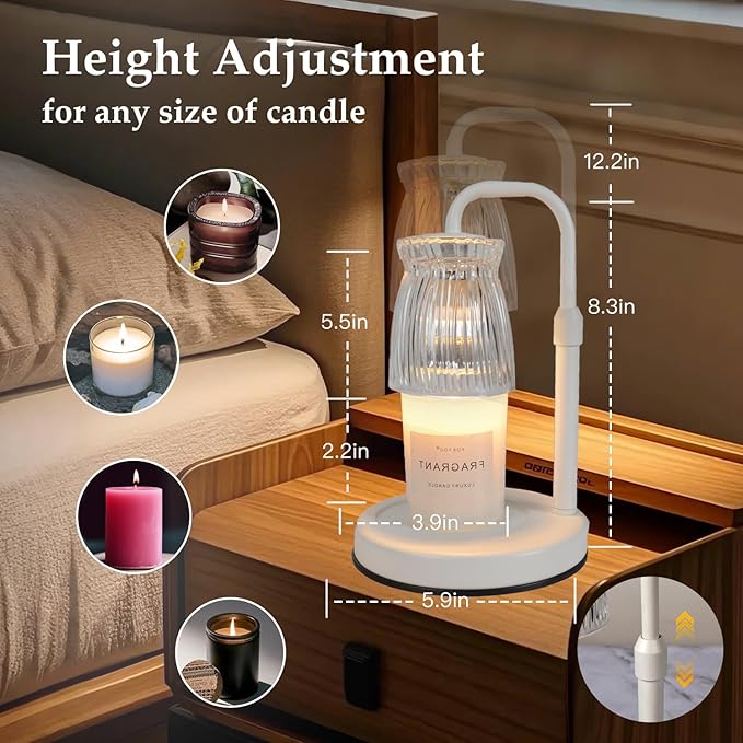 Shering Candle Warmer Lamp with Timer Dimmable, Wax Warmer Lamp with Gift Box, Graduation Gifts for Her, Birthday Gifts for Women, House Warming Gift, Wax Melt Warmer with 2 Bulbs for Jar Candles