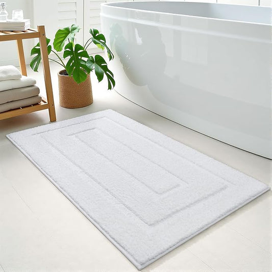 HOMORE Bathroom Rug 24x48 Inch Soft Absorbent Bathroom Runner Rug, Washable Bath Rugs Long Non Slip Bath Mat for Shower Tub,White