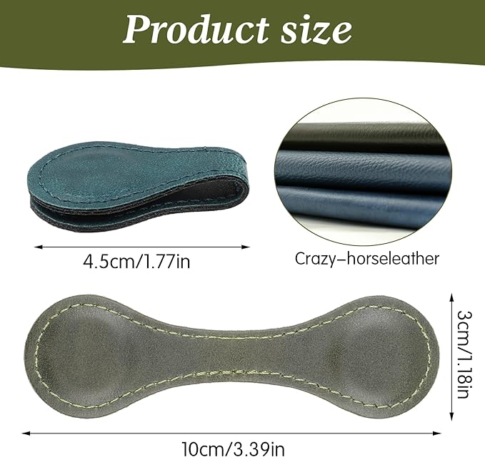 2 Pcs Leather Magnet Bookmark Retro Book Page Holder Vintage Page Marker Clip Handmade Cute Reading Accessories for Women Bookworm Book Lovers Reader Gift(Blue+Green)