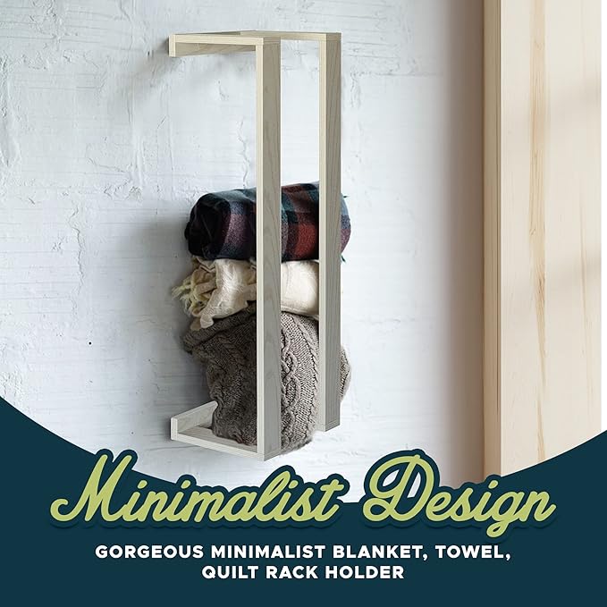 RELODECOR Blanket Wall Rack – Floating Shelf for Living Room & Bedroom, Rustic Wall-Mounted Blanket Holder, Bedding & Towel Organizer, Space-Saving, Stylish White Design