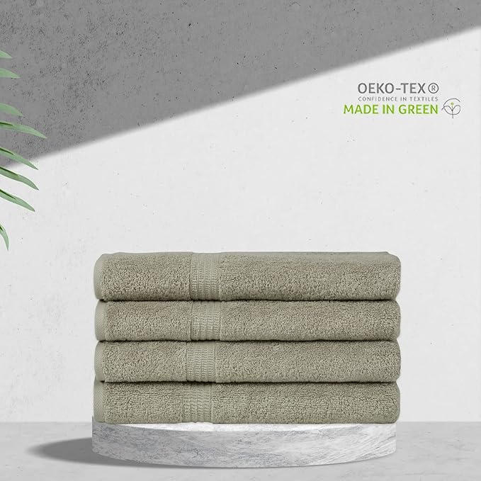 HOMELOVER 4 Piece Luxury Bath Towel Set - 100% Organic Cotton, 500 GSM, Hotel Quality, Highly Absorbent, Soft & Quick Drying Bathroom Towels for Showering, Washing & Guests (Space Gray)