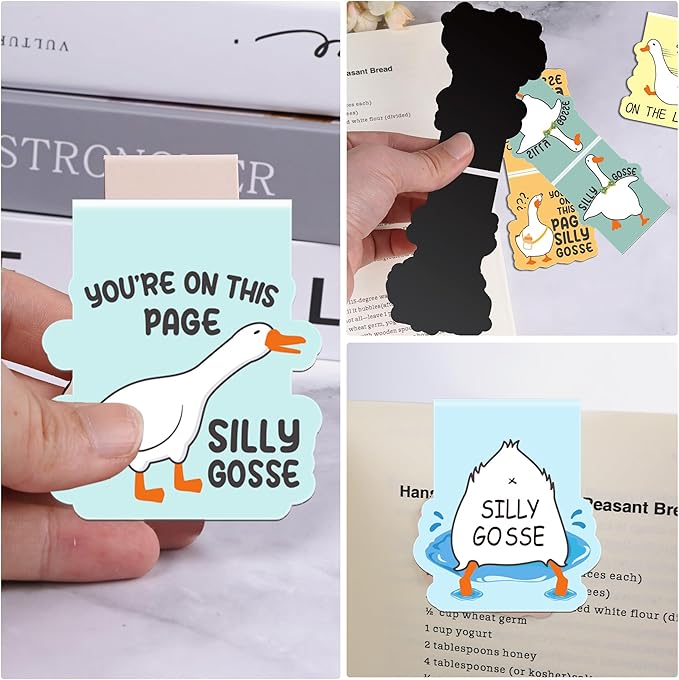 Funny Gosse Magnetic Bookmarks: 8 Pcs Gosse Magnet Book Marks, Cute Animals Page Marker Clips for Reading Women, Fun Bookish Gifts for Girls Kids, Back to School Accessories