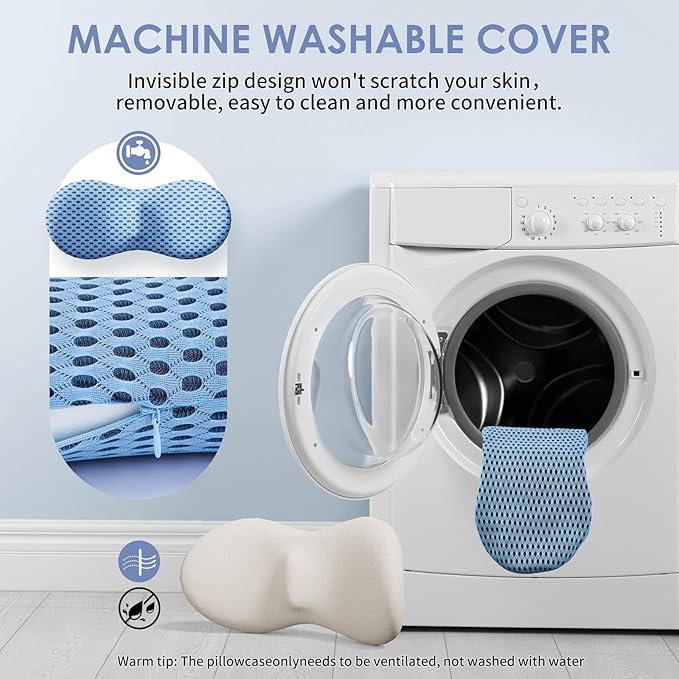 Lumbar Support Pillow, Back Pillow for Low Back Pain Relief, Ergonomic Streamline Car Seat, Office Chair, Recliner and Bed (Blue)