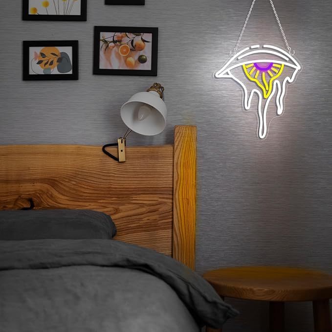 Evil Eye Neon Signs for Wall Decor, Dimmable LED Lights, Art Melting Eye Neon Signs for Kids Teen Man Cave Game Room Bedroom Party Bar Aesthetic Space Decoration Festival Gift(12.68×14.01in)