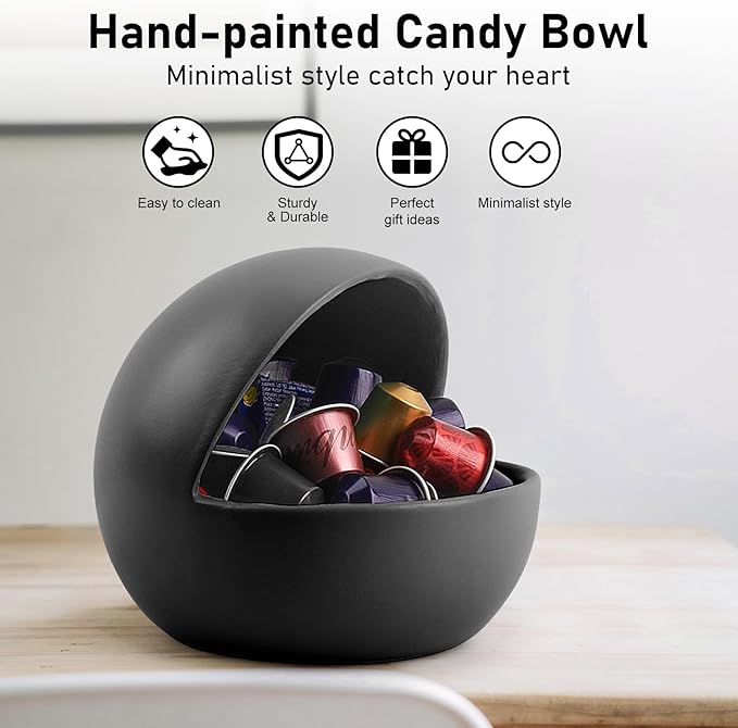 Decorative Black Candy Bowl For Kitchen Counter Key Bowl For Entryway Table Resin Multifunctional Modern Dish Halloween Decorations Indoor