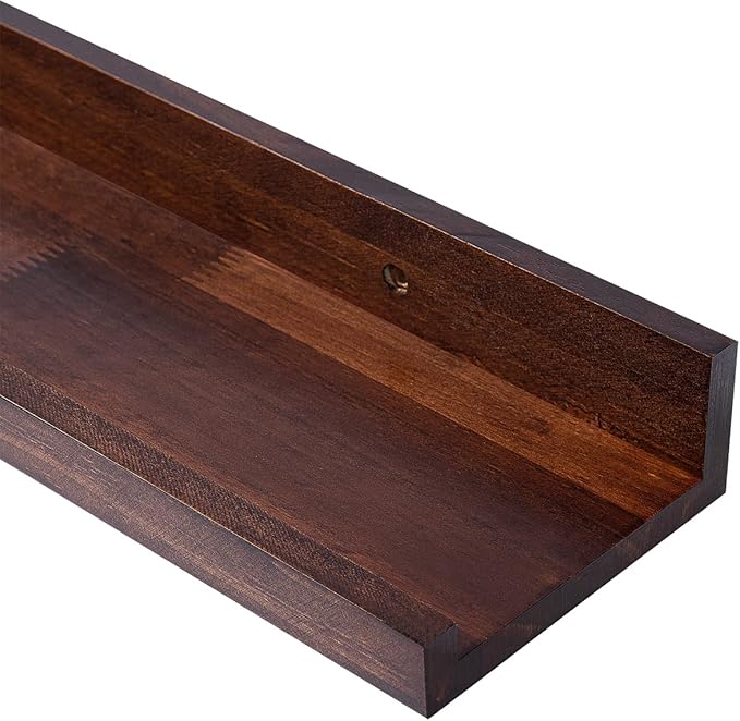 MBYD 36 Inch Wood Floating Shelves Wall Mounted Deep Walnut Picture Ledge Shelf Nursery Book Shelves for Home Decor for Bedrooms, Office, Living Room, Kitchen, 3 Same Sizes