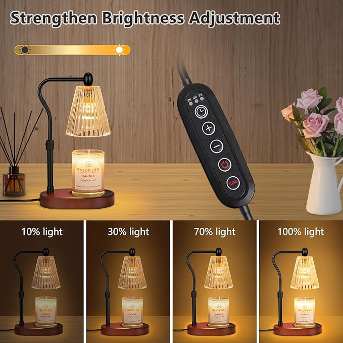 Candle Warmer Lamp with 8 Colors LED Changing,with Timer Dimmer Adjustable Height,Mothers Day Gifts,Vintage Home Decor