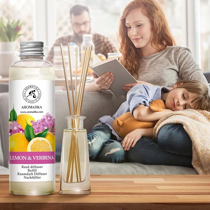 Lemon & Verbena Refill Reed Diffuser 6.8 Fl Oz - Room Diffuser Refill - Home Fragrance - Room Freshener - Fresh and Long Lasting Fragrance