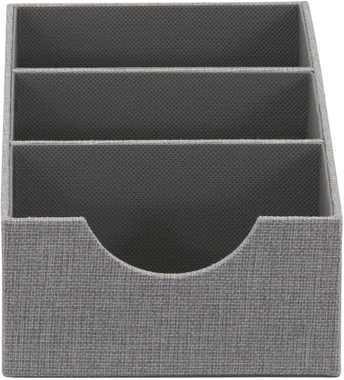 Household Essentials Grey 727-1 Deep 3 Section Drawer Organizer Box for Storage | 12 in x 6.13 in x 3.13