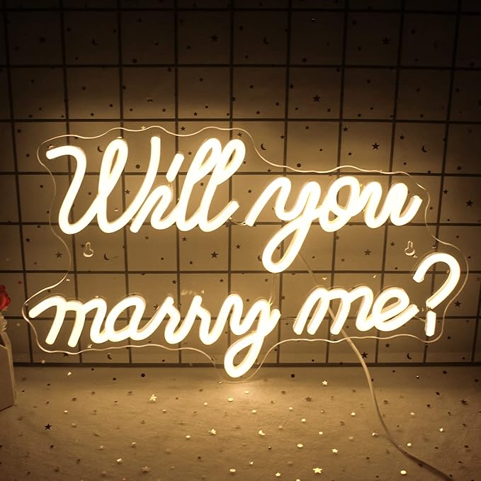 Will You Marry Me Neon Sign for Wall Decor Wedding LED Letters Neon Sign Powered by USB Light Sign for Proposal Decorations Wedding Party Valentines Day Girlfriend
