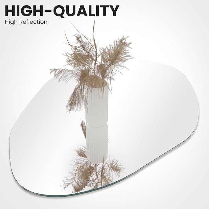 Irregular Asymmetrical Wall Mirror for Living Room Bathroom Entryway, Modern Decorative Mirror Hanging (Hook Style, 36'' x 24'')