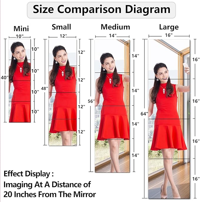 Full Length Mirror for Kids Safety Shatterproof Mirror, Plastic Wall Mirrors, Made Of Acrylic Plexiglass Mirrors, 4 Pcs 12"x12", Long Bedroom Door Closet Mirror's, Workout For Home Gym Body Mirror's