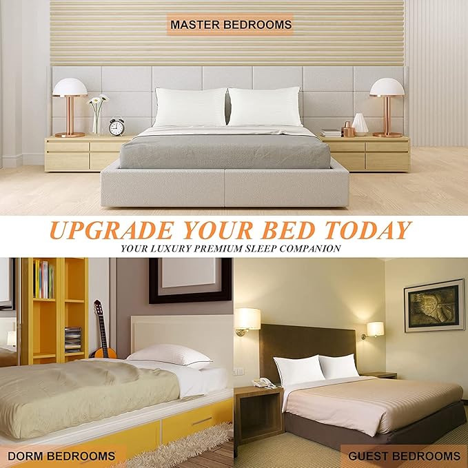 Hotel Collection Bed Pillows Queen Size Set of 2, Soft & Supportive Down Alternative Pillow for Side or Back Sleeper