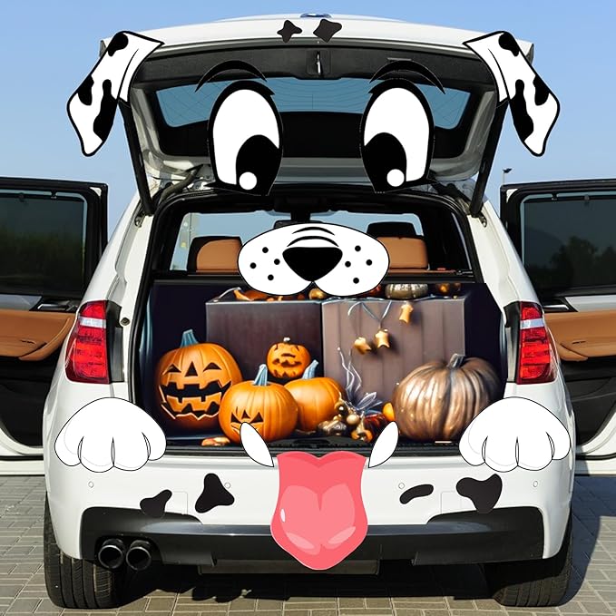POILKMNI Trunk or Treat Car Decorations Kit, Halloween Dalmatians Dog Decorations for Car & SUV, Outside Garage Archway Door Haunted House Car Stickers Home Party Supplies