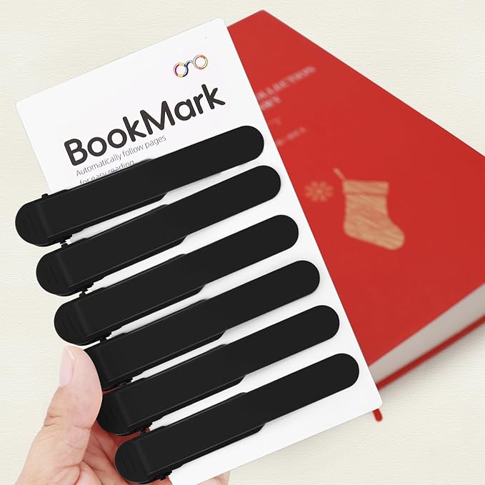 SMUK 6pcs Automatic Bookmark, Silicone Book Marks for Reading Women, Men, Kids, Book Lovers, Cute Unique Book Markers for Reading, Reading Accessories Gifts for Book Lovers