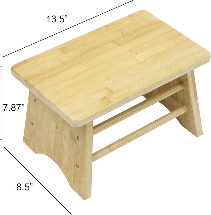 Sorbus Bamboo Step Stool - Small Wooden Stool- Bed Stool for Seniors Bedside Footrest & Potty Training Stool for Kids Toddlers, Adults, Kitchen, Bathroom, Up to 300 Lbs. Non Slip Milking Wood Stool