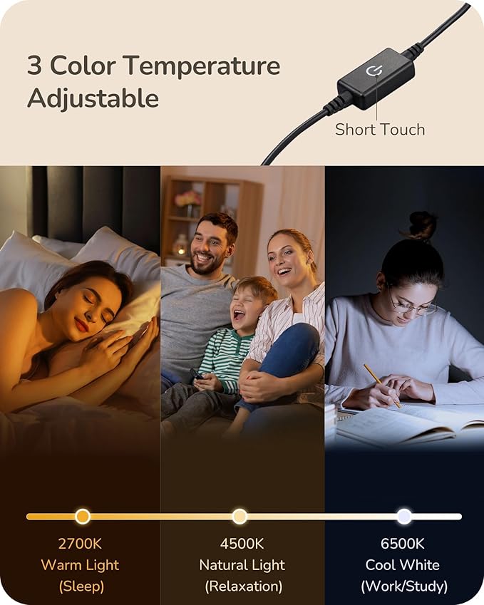 EDISHINE Upgraded LED Table Lamp, Stepless Dimmable Bedside Lamp with 3 Color Temperature, Modern Nightstand Lamp, Desk Lamp for Bedroom, Living Room, Corner, Gift, Metal Finish, Black, 6W