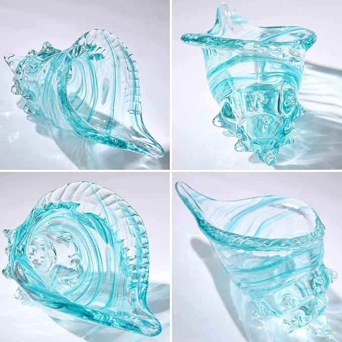 DOVDOV Blown Glass Conch Statues - Modern Glass Art, Conch Decorative Statues for Dining Tables, Entryways, Coffee Tables, Living Rooms, Kitchens, Shelf Fillers