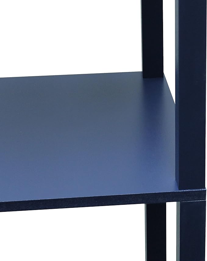 Simple Designs LF1037-NAV Floor Lamp Etagere Organizer Storage Shelf with 2 USB Charging Ports, 1 Charging Outlet and Linen Shade, Navy Blue