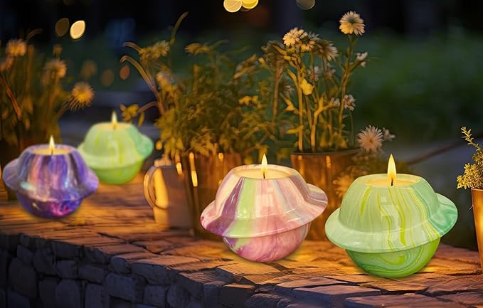 Premium Outdoor Citronella Candle, Green Ceramic, 8 Oz Large Jar, Repelling Scented Candles, 100% Soy, for Patio Decor, Outside Table Decor, Camping Accessories, Beautiful Candle Jars