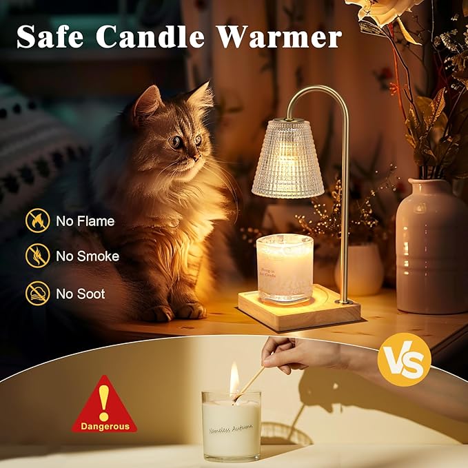 Hong-in Candle Warmer Lamp with Timer Dimmer,Birthday Gifts for Women Mom,House Warming Gifts New Home Room Decor,Wax Warmer for Scented Wax Jar Candles with Unique Dotted Lampshade