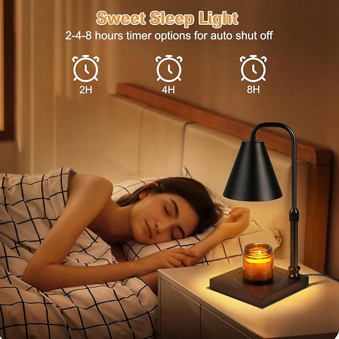 Candle Warmer Lamp with Dimmer, Adjustable Height Metal Candle Wax Warmer Warming Lamp 2/4/8H Timer for Scented Candles for HouseWarming Bedroom Home Decor Mom Women Men Family Christmas Gift