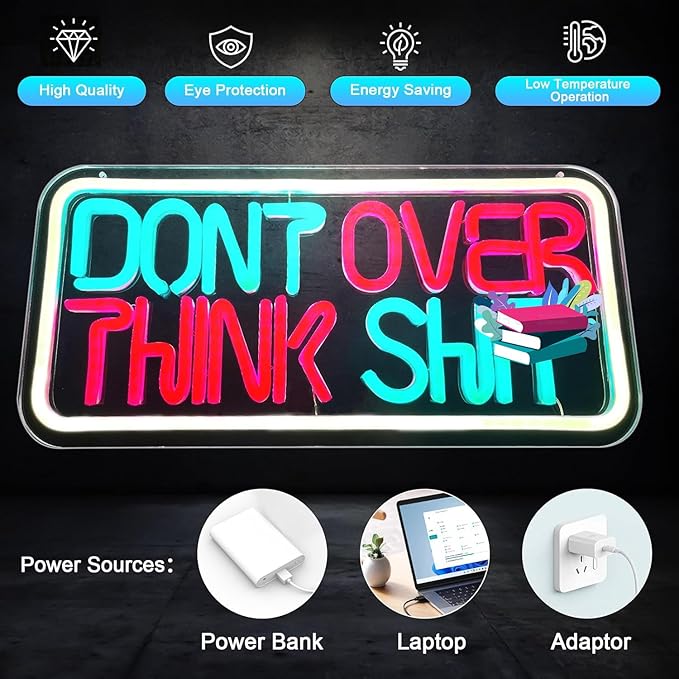 Neon Signs for Wall Decor, Bright Dimmable Led Lighted Up Sign for Office Wall Art Bedroom Birthday Party Gifts Man Cave Living Room Kids