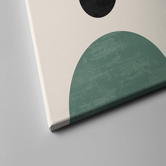 Sage Green Boho Wall Art, KBKBART Abstract Framed Canvas Wall Art for Living Room, Minimalist Beige Green Sun Geometry Black Line Artwork Paintings, Modern Sage Green Boho Room Decor, Green Wall Decor