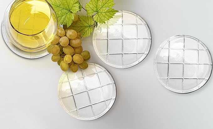 Crystal Coaster Modern Design | Absorbent Glass Coasters for Drinks Set of 4