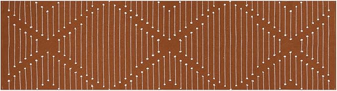 LIVEBOX Burnt Orange Runner Rug for Kitchen, 2'x8' Boho Washable Rug Runner for Hallway,Moroccan Cotton Long Entryway Area Rug Indoor Carpet for Bedroom Laundry Doorway Entry