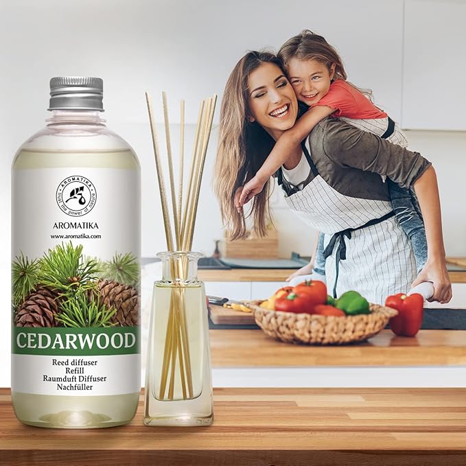 Reed Diffuser Refill Cedarwood 17 Fl Oz (500ml) - Scented Diffuser with Natural Cedarwood Oil - Room Diffuser Refill - Room Freshener - Scented Diffusers - Home Fragrance