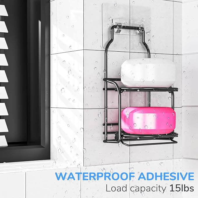 2-Tier Shower Soap Shampoo Bar Holder, Self Adhesive & Freestanding Draining Soap Dish Caddy for Bathroom Kitchen Wall Accesories, Apartment Essentials Decor