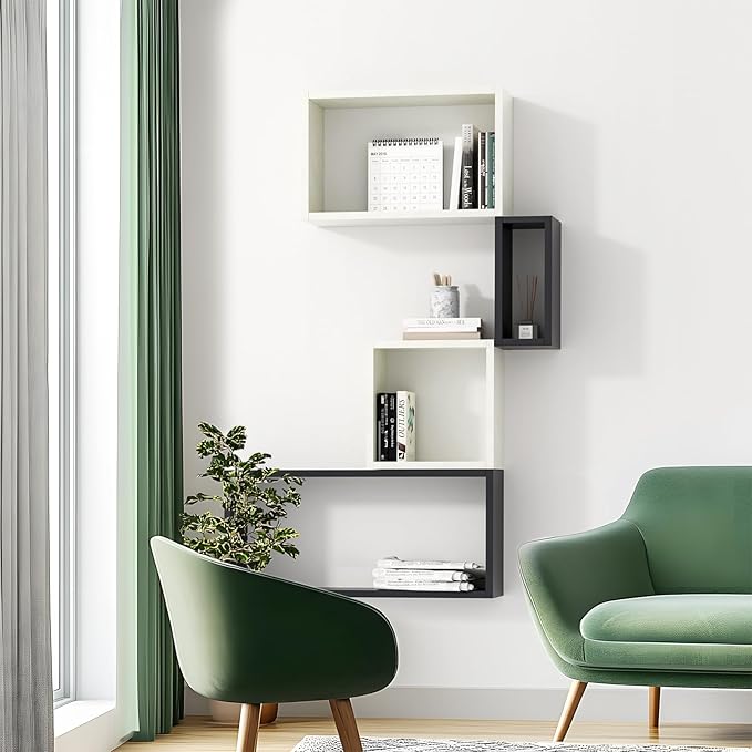 Kaboon Cube Floating Shelves Set2, Display Shelves Wall Mount 7.75" D x 12.5" W x 12.5" H, (Sea Salt, Square 2 Cubes)