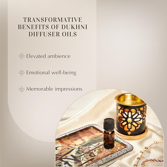Oud Diffuser Oil, Oud Al Ibtisam by Dukhni | 3 x 10ml Arabic Oil for Diffuser & humidifier | 100% Pure Halal, Oudh Essential Oil Blend | Relax with Home Aromatherapy, for Relaxation and Massage