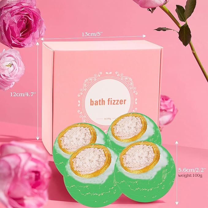 Bath Bombs Salt Balls,Eucalyptus Extract Essential Oils,Moisturizing Dry Skin,Fizzy Spa,Relaxation,Bubble Bath Bomb Gifts Idea for Men Women,4PCS