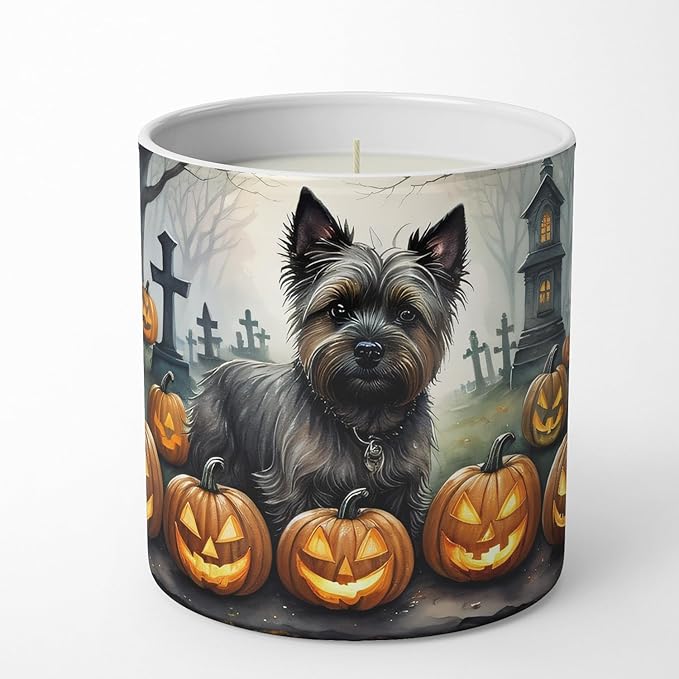 Caroline's Treasures DAC2027CDL Cairn Terrier Spooky Halloween Decorative Soy Candle Nature Soy Wax Essential Oil Home Decor Ideal for Bedroom Kitchen Bath Office Gift, 10 oz