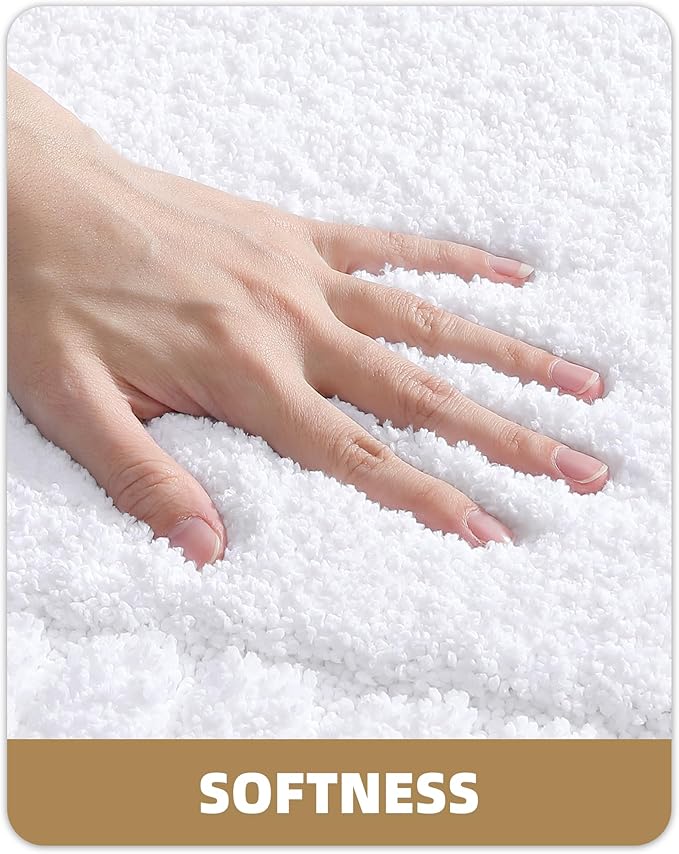 Color&Geometry Standard Sized Bath Rugs Non Slip Washable, 20"x31.5" Absorbent White Bathroom Rugs, Soft Bath Mats for Bathroom Floor, Shower, Bathtub, Laundry