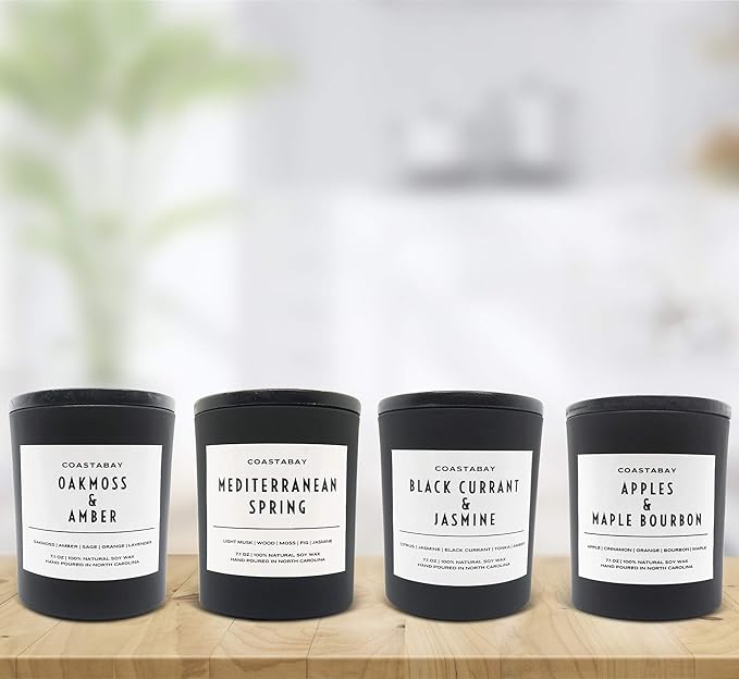 Black Currant & Jasmine Candle | Natural Soy Candles, Highly Scented, Long Lasting, Up to 45 Hour Non-Toxic Burn, Aromatherapy, Minimalistic & Modern Design, Hand Poured in The USA – 7.1oz