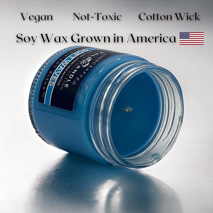 Sea Salt Soy Scented Candle Exquisite Aromatherapy in a Glass Jar Premium Essential Oils 7 Ounces Long-Lasting Burn Time (Soft Waves)