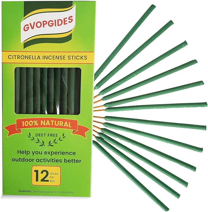 Large Citronella Incense Sticks 12 Pieces per Box, Made from Natural Plants, Suitable for Outdoors, by The Pool, in The Yard