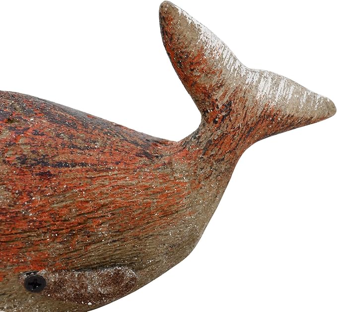 Linfevisi Wooden Whale Decor Tabletop Nautical Decor Solid Wood Whales Statue Sculpture Standing Coastal Decor Beach Figurines for Home Sea Decor for Bathroom Ocean Theme House Decor 3.35 Inches Tall