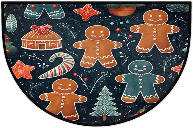 Half Round Doormat Indoor Entrance Mat Bathroom Carpet Absorbent Floor Mat Kitchen Mat Christmas Decorative Carpet Cute Cookies