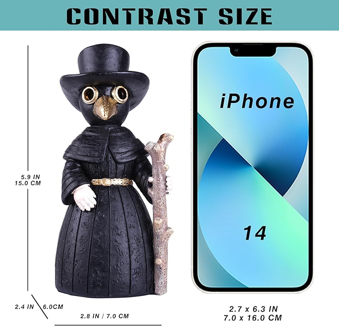 2025 Upgrade Plague Doctor Incense Holder, Plague Doctor Cone Burner Eyes Will Smoke, Handmade Craftfor Desktop Resin Ornament for Home Decoration, Effective Stress & Anxiety Relief. (Large Doctor)