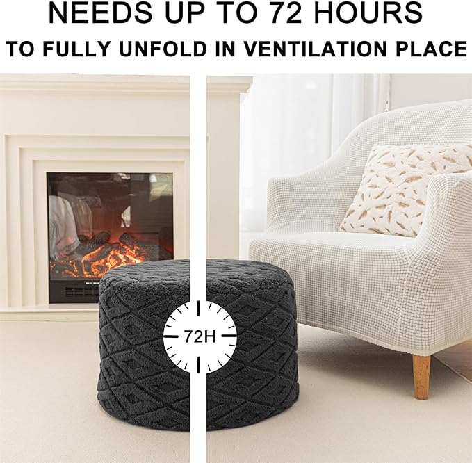 Round Pouf Ottoman 20x20x14 Inches Boho Poof Home Decor Floor Pouffe Ottoman Foot Rest for Couch Sofa Bean Bag Chairs Living Room Bedroom Dark Gray